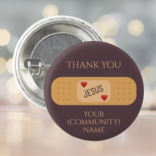 Dank u Jezus Christus genezer redder paarse Button
