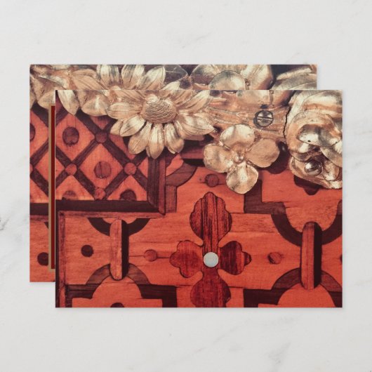 Dank U, jouw naam, ingelegd hout & gouden afbeeldi Briefkaart (Voorkant / Achterkant)