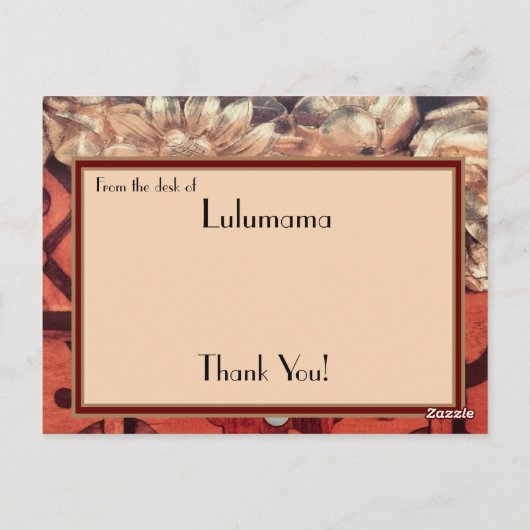 Dank U, jouw naam, ingelegd hout & gouden afbeeldi Briefkaart (Achterkant)