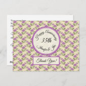 Dank u - Jubileum viooltjes op Bleek geel Briefkaart (Voorkant / Achterkant)