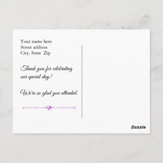 Dank u - Jubileum viooltjes op Bleek geel Briefkaart (Achterkant)