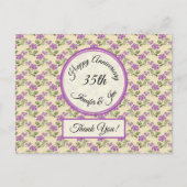 Dank u - Jubileum viooltjes op Bleek geel Briefkaart (Voorkant)