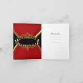 Dank u kaarden Elegant Rood Gestreept Zwart Goud Bedankkaart (Binnen)