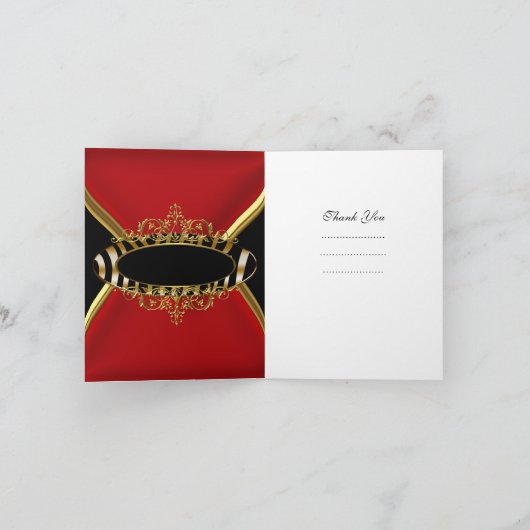 Dank u kaarden Elegant Rood Gestreept Zwart Goud Bedankkaart (Binnen)