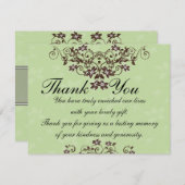 Dank u kaarden - Groen & Chocoladebruine Munt Bedankkaart (Voorkant / Achterkant)