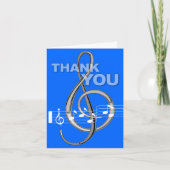 Dank u kaarden het Blauw van de Nota van de Muziek Bedankkaart (Voorkant)
