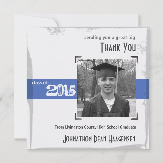 Dank U Kaart 2015 Afstuderen Rustieke Blauwe Feest (Voorkant)