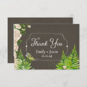 Dank u kaart aards rustiek roos en varens (Voorkant / Achterkant)