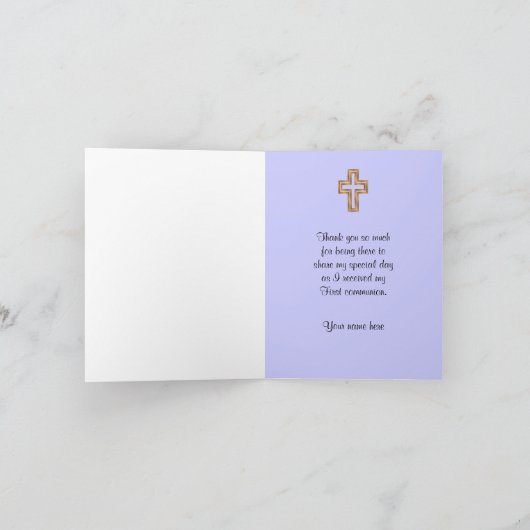 Dank u kaart Angel lijst Eerste Communie (Binnen)