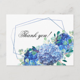 Dank u kaart blauwe hortensia eucalyptus groen