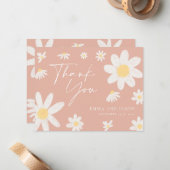 Dank u kaart Blush Pink Daisy Notitiekaartje (Voorkant / Achterkant in situ)