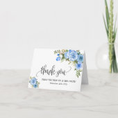 Dank u kaart boho blauwe bloemen bruiloft gevouwen (Voorkant)