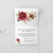 Dank u kaart boho marsala bloemenbruiloft gevouwen (Binnen)