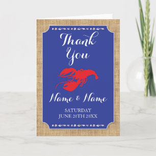 Dank u kaart Crawfish Boil Lobster Beach bruiloft
