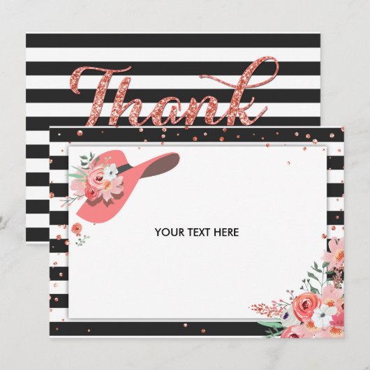 Dank u kaart Derby Vrijgezellenfeest Draag een Pet (Voorkant / Achterkant)