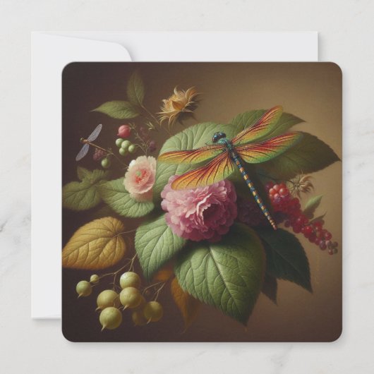 Dank u kaart Dragon Fly Flora Foliage (Voorkant)