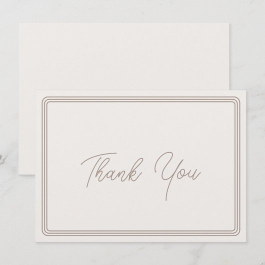 Dank u kaart eenvoudige bruine beige rand (Voorkant / Achterkant)