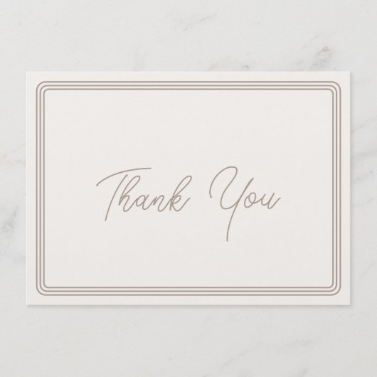 Dank u kaart eenvoudige bruine beige rand (Voorkant)