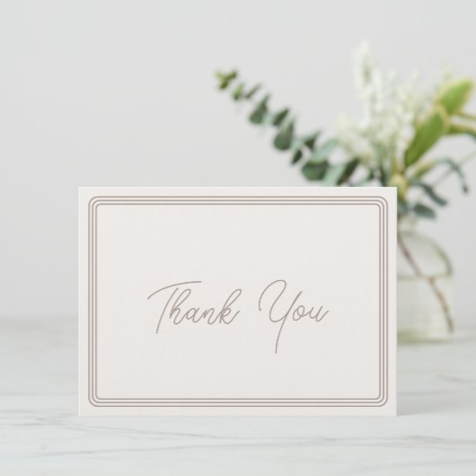 Dank u kaart eenvoudige bruine beige rand (Staand voorkant)