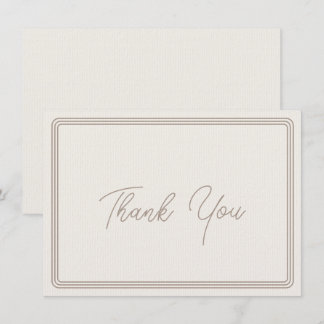 Dank u kaart eenvoudige bruine beige rand