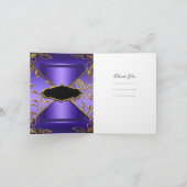 Dank u kaart Elegant Paarse Zwart Goud Damask (Binnen)