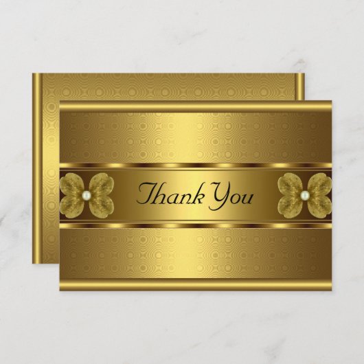 Dank u kaart Elegant Roll Gold Floral (Voorkant / Achterkant)