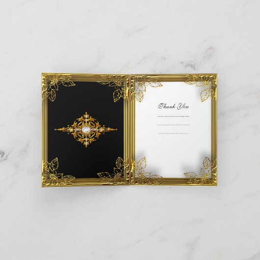 Dank u kaart Elite Black Gold Elegant (Binnen)