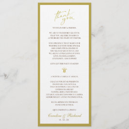 Dank u Kaart. Engels en Spaans Programmakaart