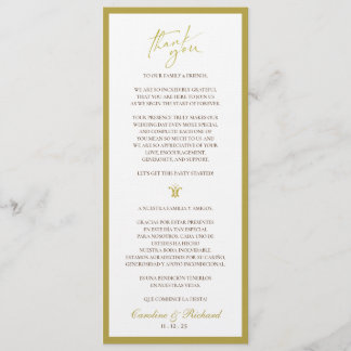 Dank u Kaart. Engels en Spaans Programmakaart