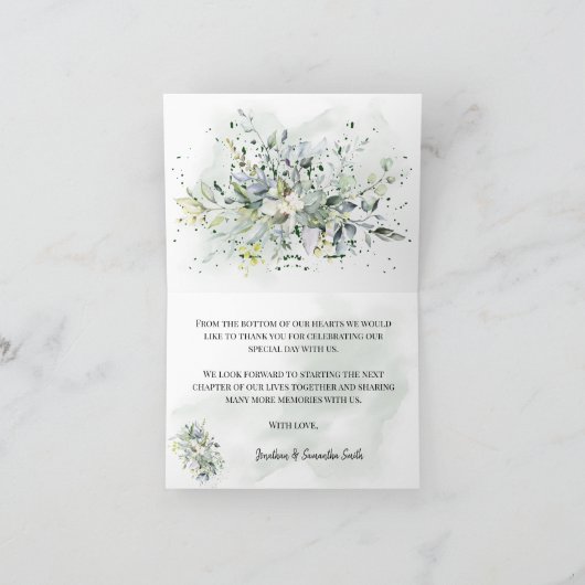 Dank u kaart eucalyptus succulent bruiloft gevouwe (Binnen)