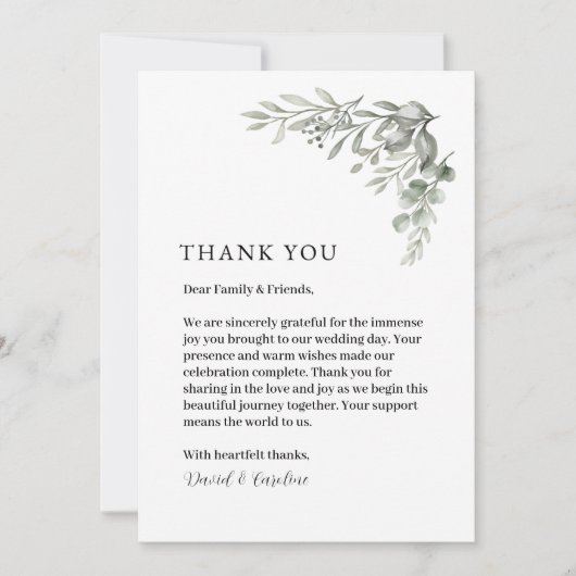 Dank u kaart - Floral, minimaal, eenvoudig (Voorkant)