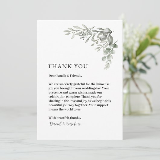 Dank u kaart - Floral, minimaal, eenvoudig (Staand voorkant)