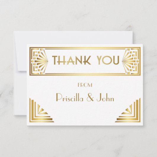 Dank u kaart, foto terug, Great Gatsby, wit goud Bedankkaart (Voorkant)