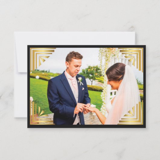 Dank u kaart, foto terug, Great Gatsby, wit zwart Bedankkaart (Achterkant)