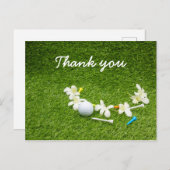 Dank u kaart golfer met golfbal en bloemen (Voorkant / Achterkant)