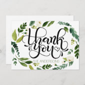 Dank u kaart - hand geletterde kaart waterverf (Voorkant / Achterkant)