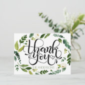 Dank u kaart - hand geletterde kaart waterverf (Staand voorkant)