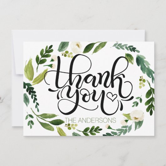 Dank u kaart - hand geletterde kaart waterverf (Voorkant)