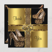 Dank u kaart Hi Heel Schoenen Leopard Gold 2 (Voorkant / Achterkant)