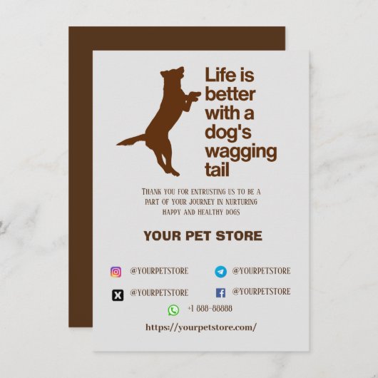 Dank u kaart hond huisdier winkel (Voorkant / Achterkant)