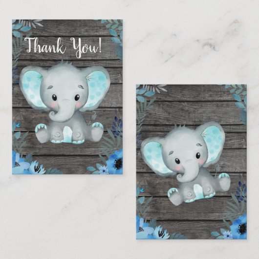 Dank u kaart jongen olifant douche (Voorkant / Achterkant)