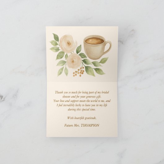 Dank u kaart koffie thema Vrijgezellenfeest (Binnen)