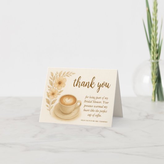 Dank u kaart koffie thema Vrijgezellenfeest (Voorkant)