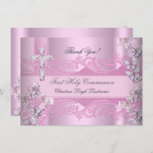 Dank u kaart Meisje Eerste Heilige Communie Kant R (Voorkant / Achterkant)