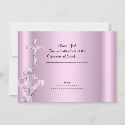 Dank u kaart Meisje Eerste Heilige Communie Kant R (Achterkant)