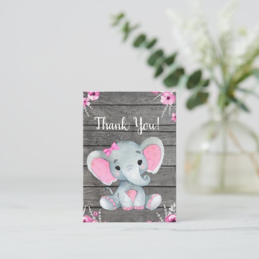 Dank u kaart meisje olifant douche (Staand voorkant)