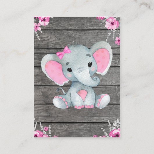 Dank u kaart meisje olifant douche (Achterkant)