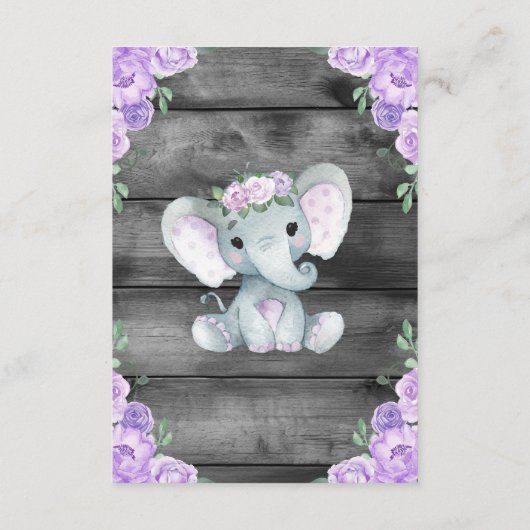 Dank u kaart meisje olifant douche bloemen rustiek (Achterkant)