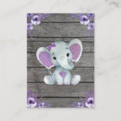 Dank u kaart meisje olifant douche Paarse rustiek (Achterkant)