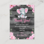 Dank u kaart meisje olifant douche roze rustiek (Achterkant)